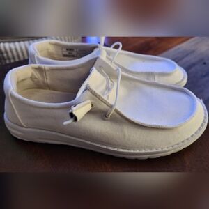 32 Degrees Cool White Canvas Slip Ons Sneakers Loafers, Size 6 Women's